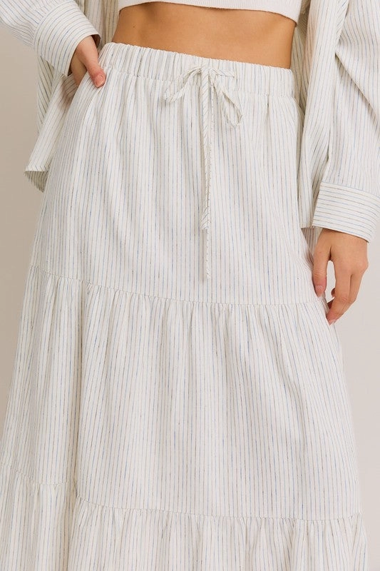 Harbor Breeze Striped Tiered Maxi Skirt