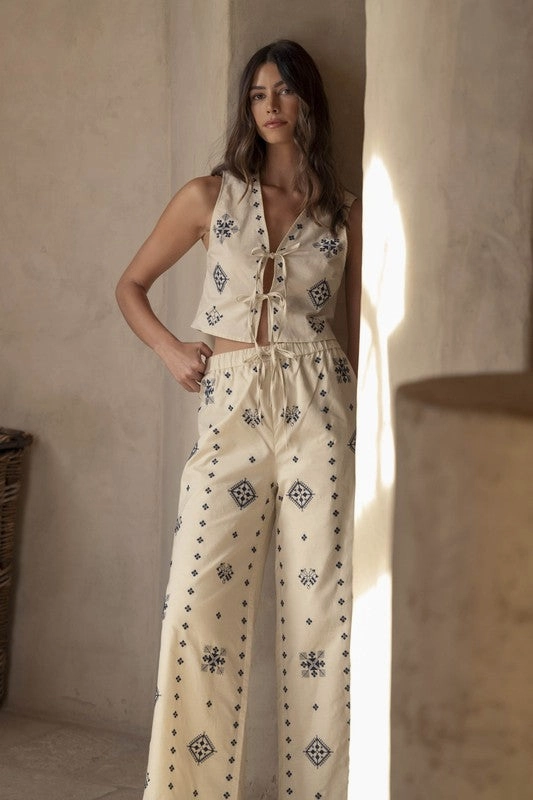 Harborside Embroidered Linen Pants