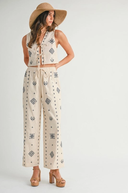 Harborside Embroidered Linen Pants