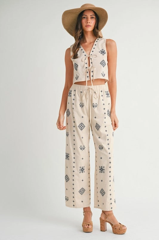 Harborside Embroidered Linen Pants