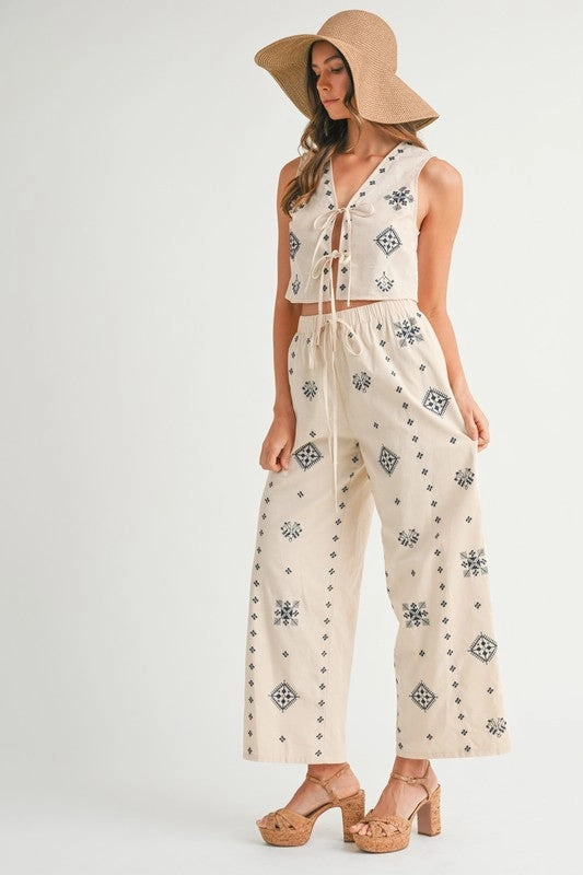 Harborside Embroidered Linen Pants