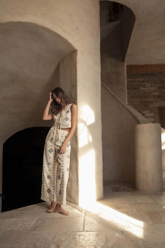Harborside Embroidered Linen Pants