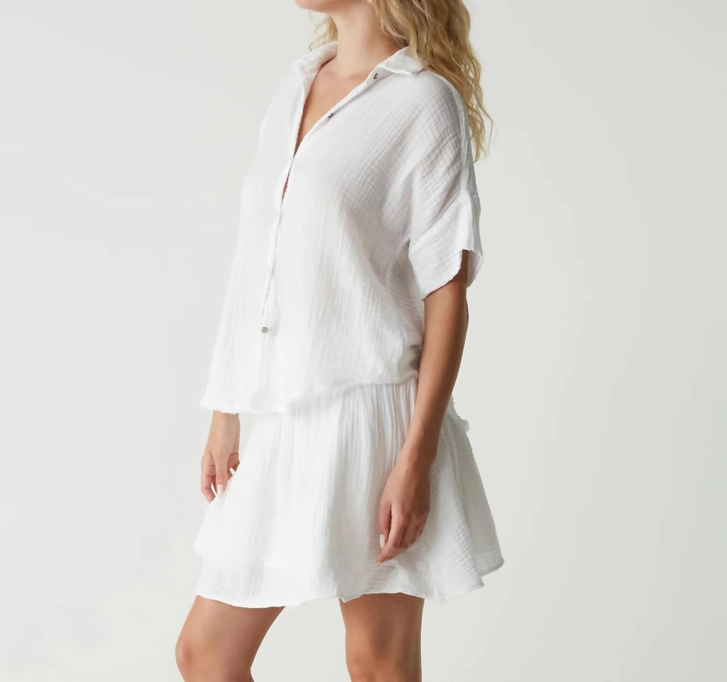 Havana Smocked Gauze Skirt In White