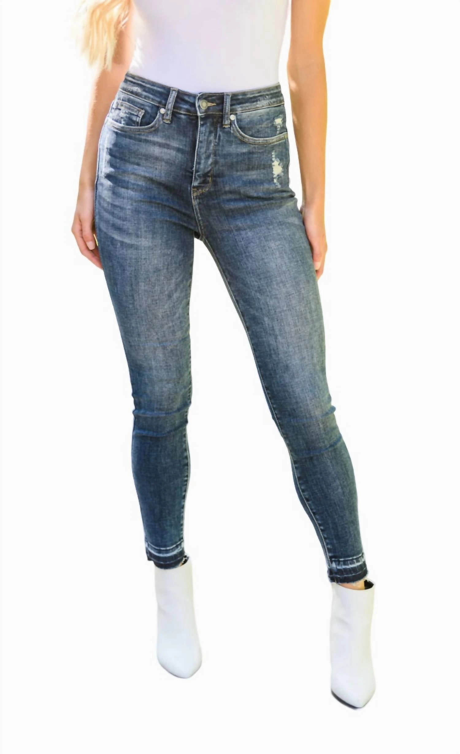 Hi-Waisted Tummy Control Jeans In Dark Wash