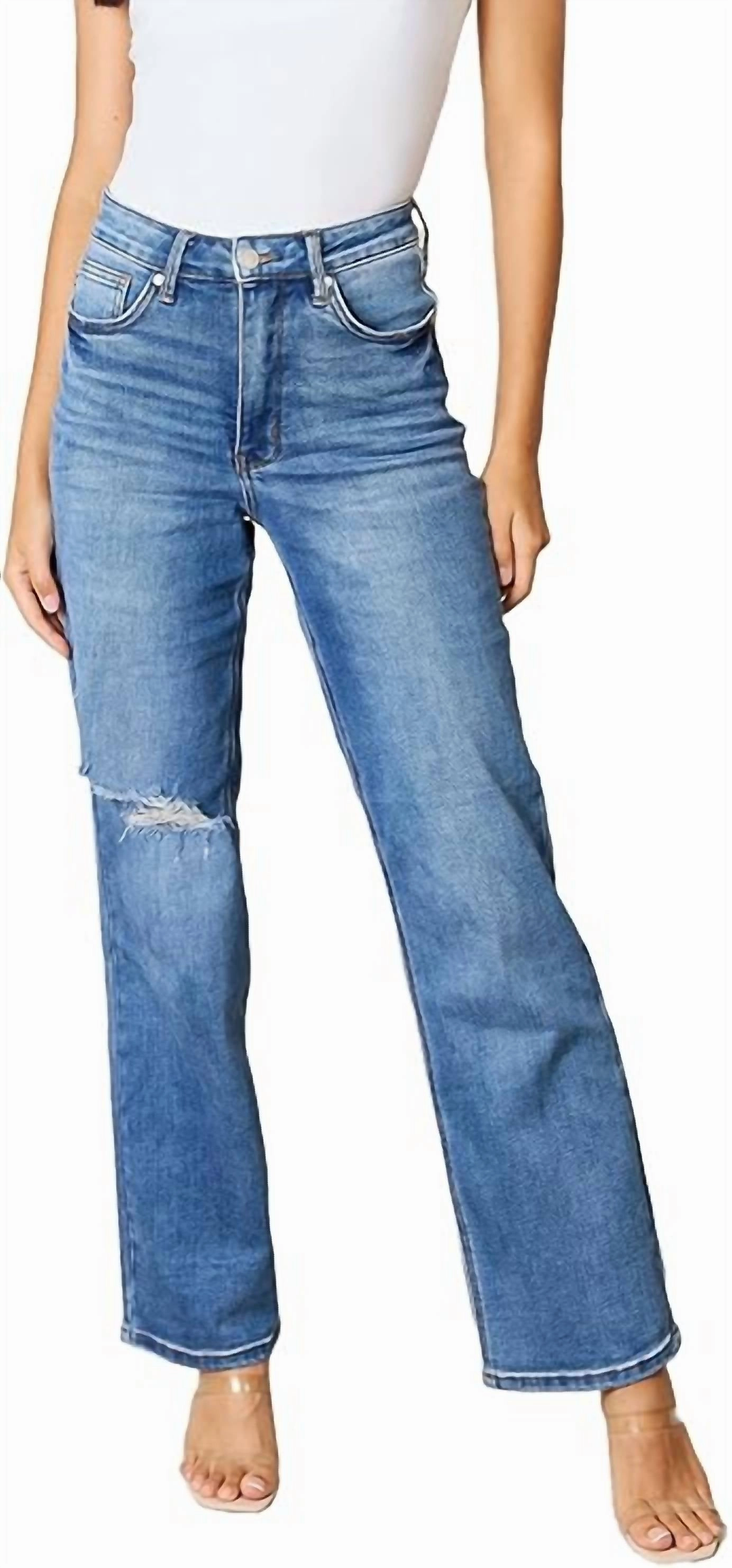 High Rise Control Top 90's Straight Jeans In Medium Wash
