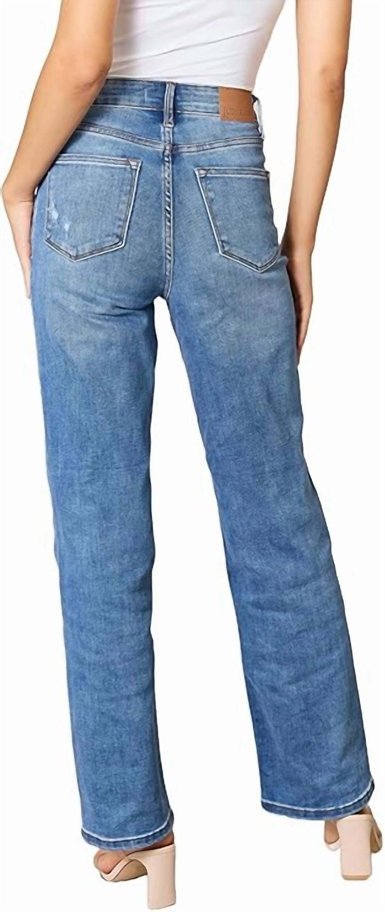 High Rise Control Top 90's Straight Jeans In Medium Wash