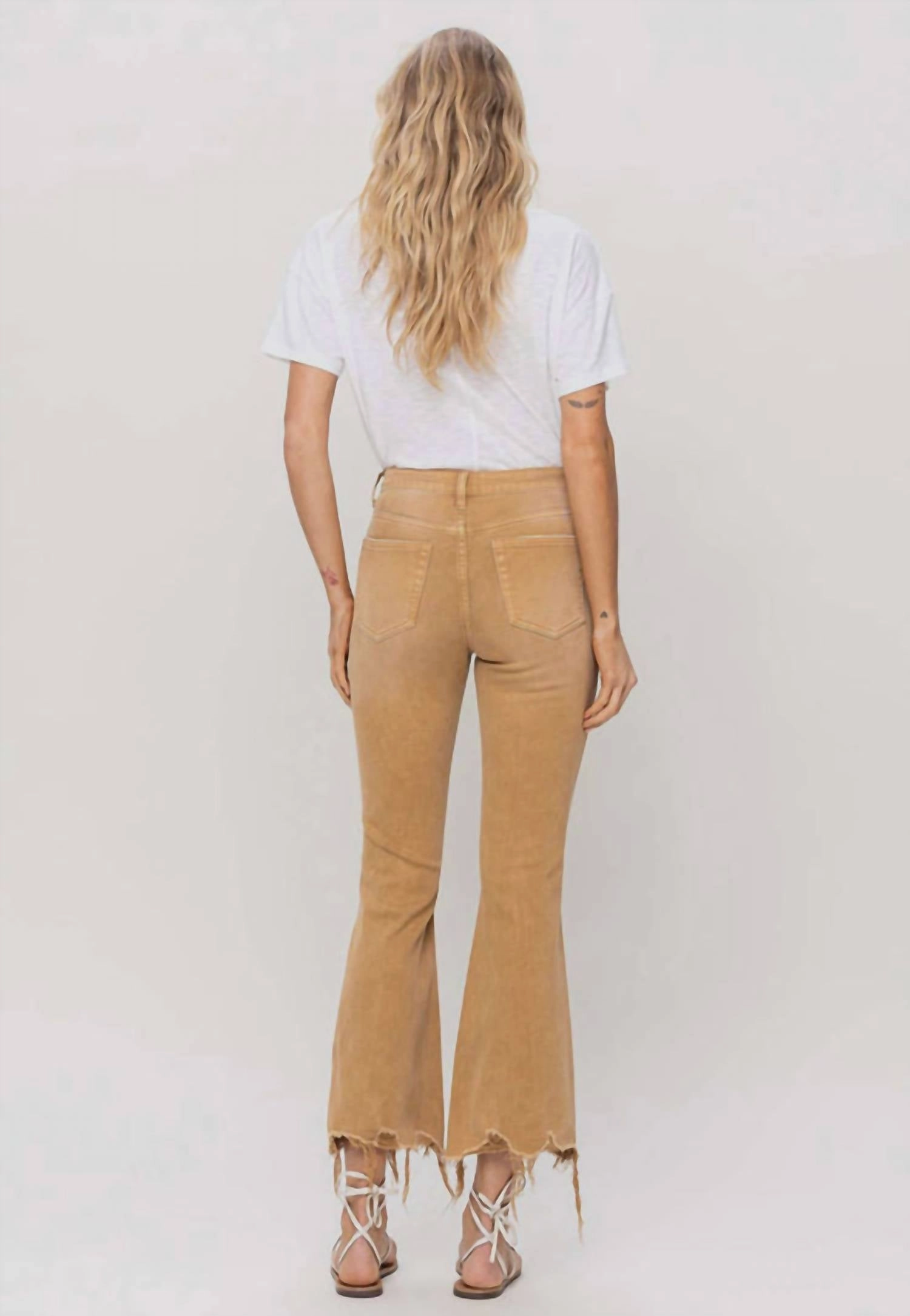 High Rise Cropped Jean In Vintage Camel