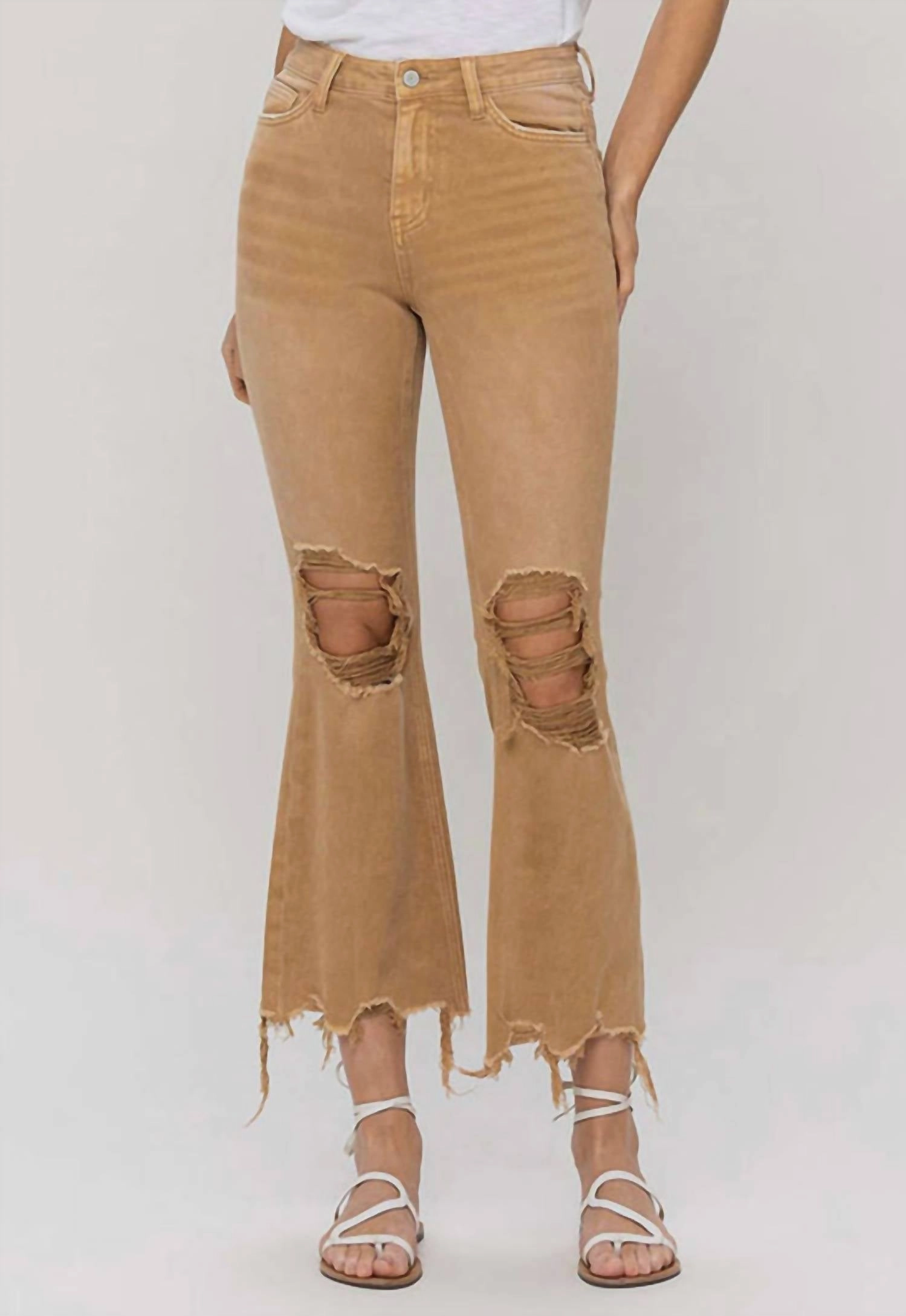 High Rise Cropped Jean In Vintage Camel