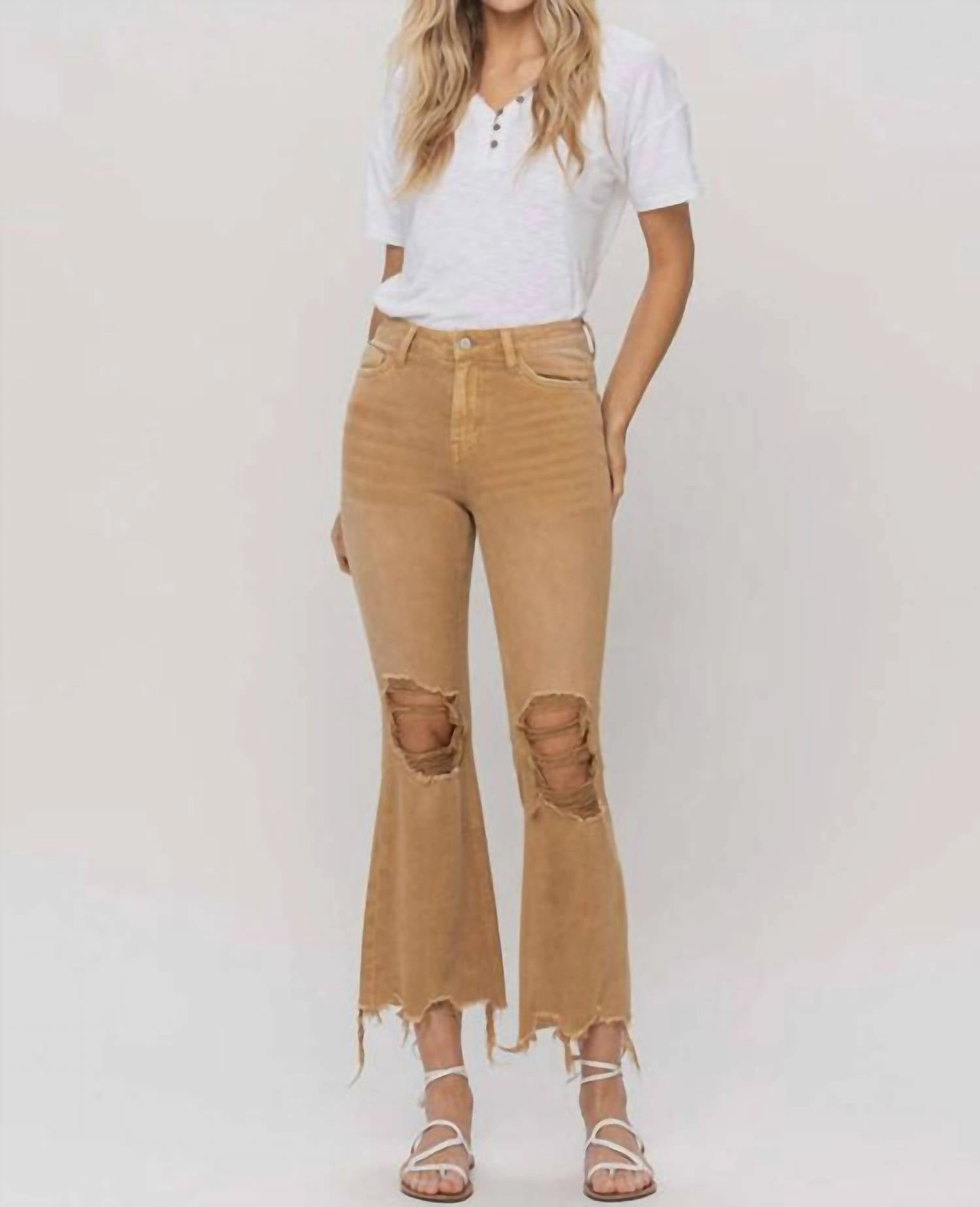 High Rise Cropped Jean In Vintage Camel