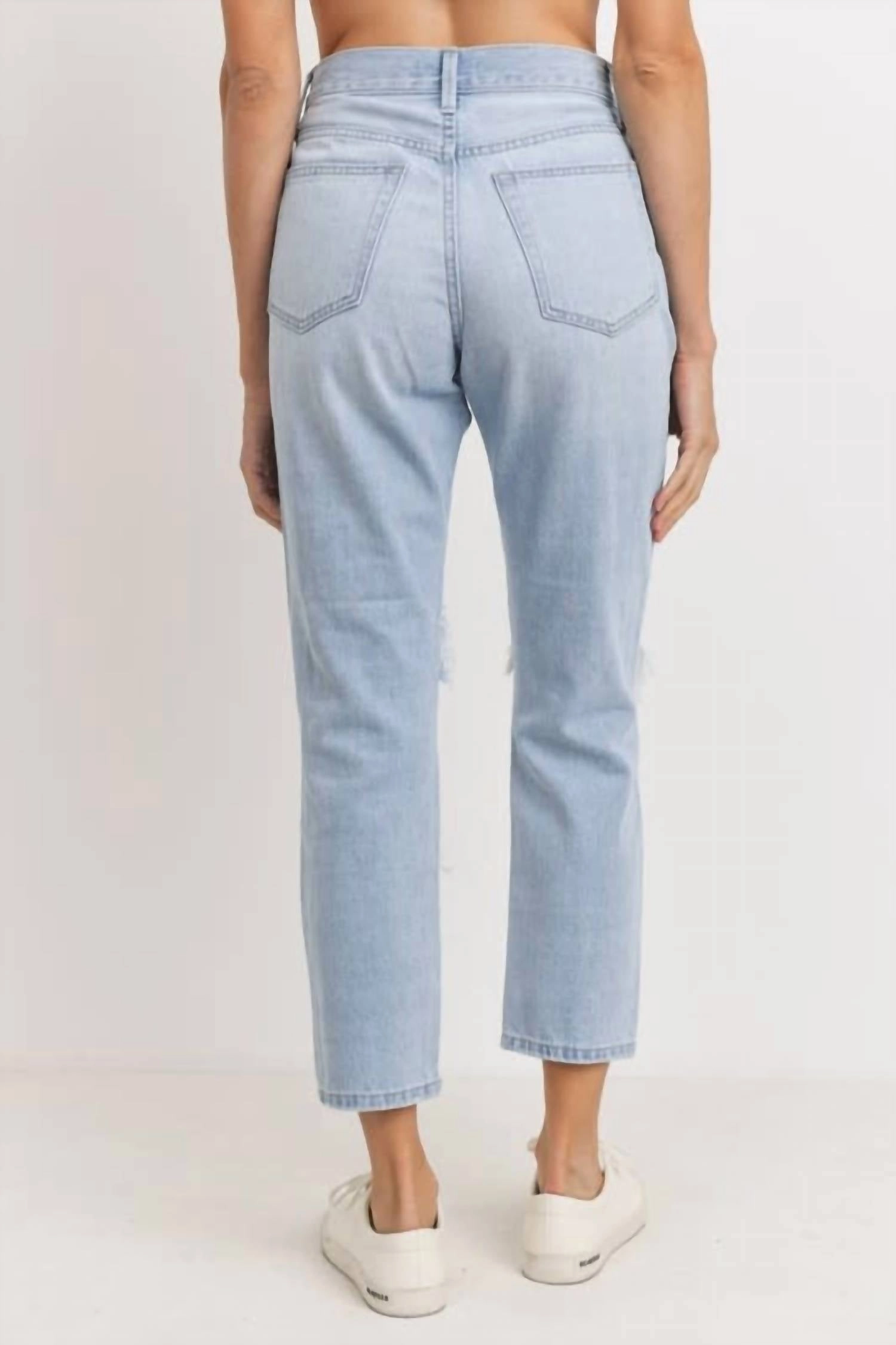 High Rise Destroyed Girlfriend Jean In Light Wash