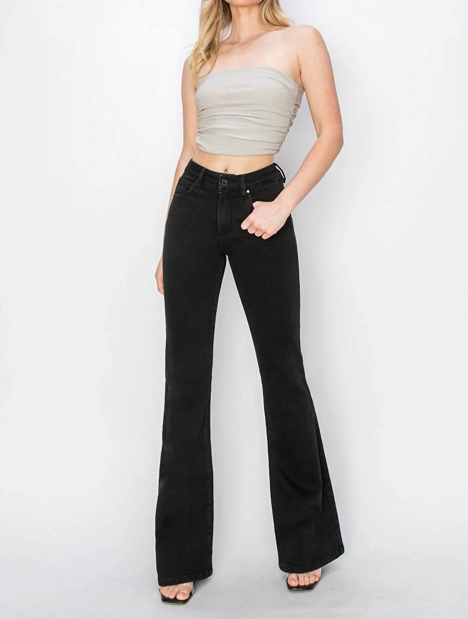 High Rise Flare Jean In Black