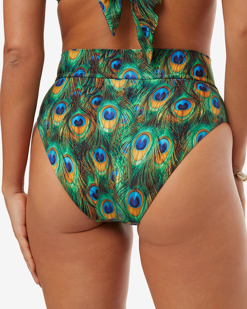 High Rise Full Coverage Peacock Bikini Bottom