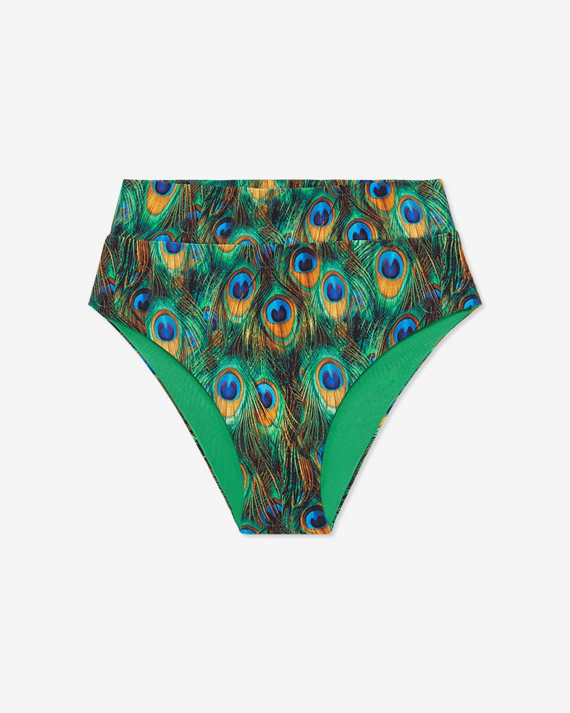 High Rise Full Coverage Peacock Bikini Bottom