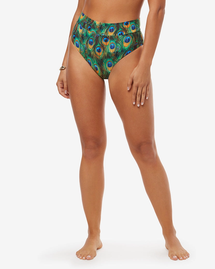 High Rise Full Coverage Peacock Bikini Bottom
