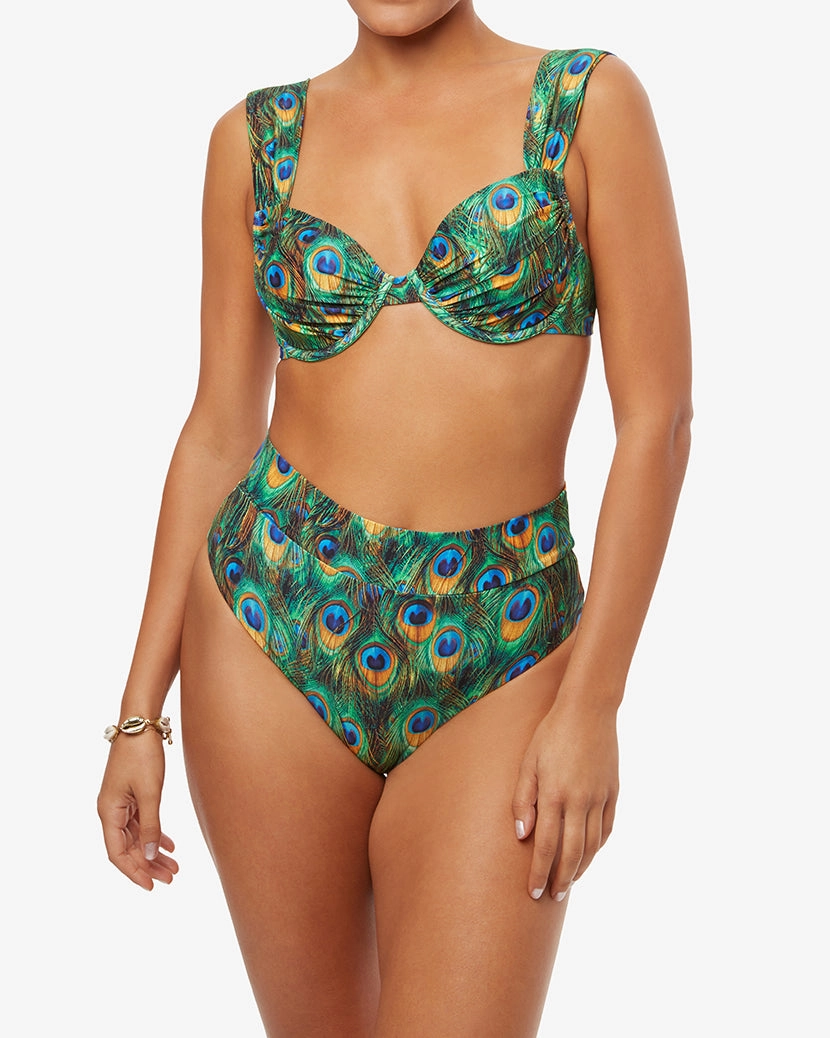 High Rise Full Coverage Peacock Bikini Bottom