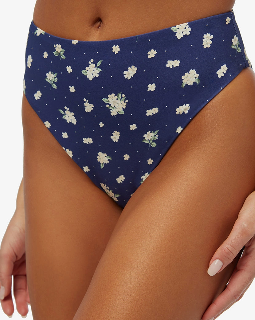 High Rise Polka Dot Floral Bikini Bottom