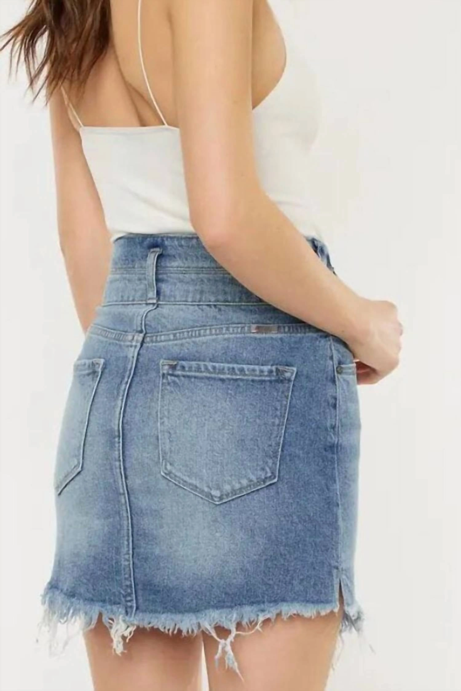 High Rise Skirt In Medium Wash