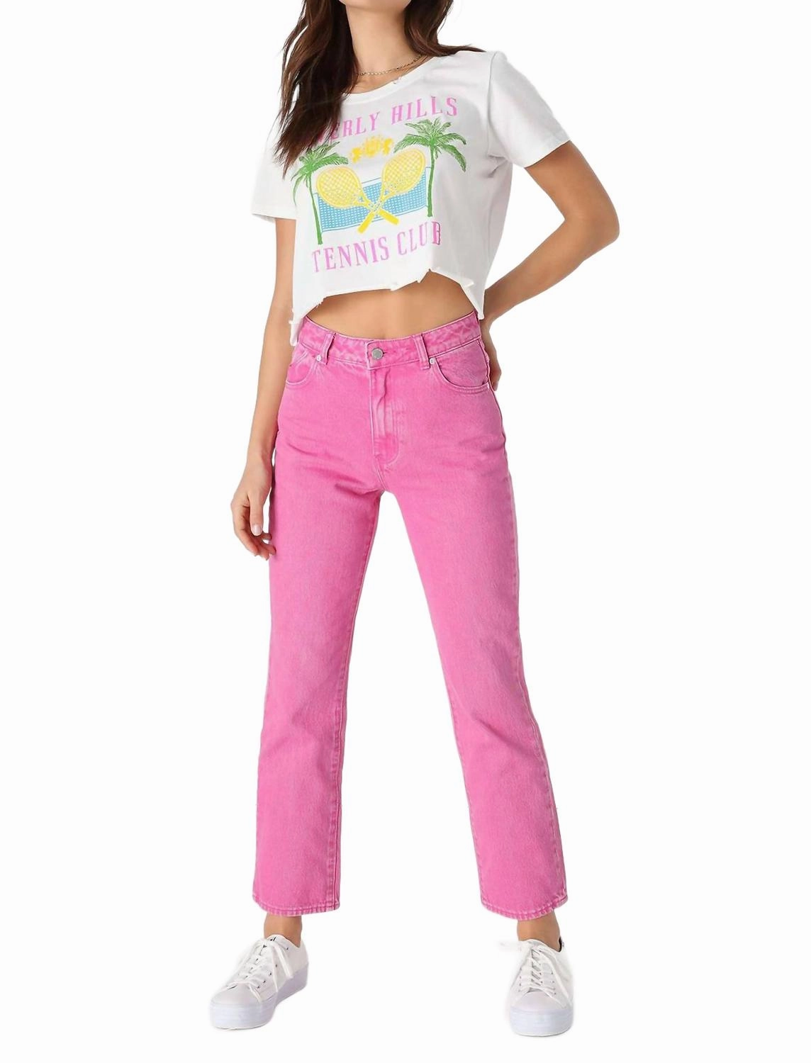 High Rise Straight Original Jean In Pink