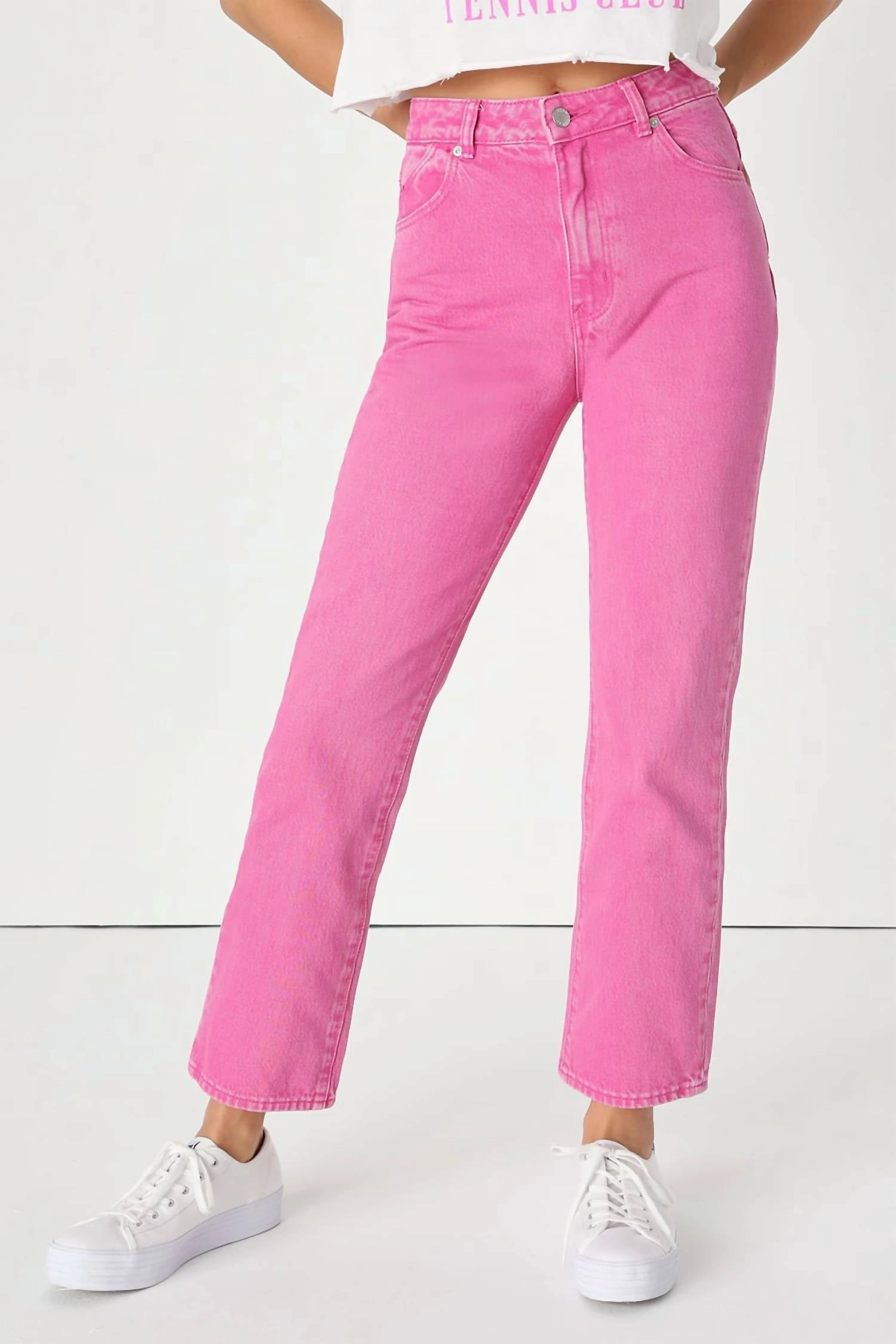 High Rise Straight Original Jean In Pink