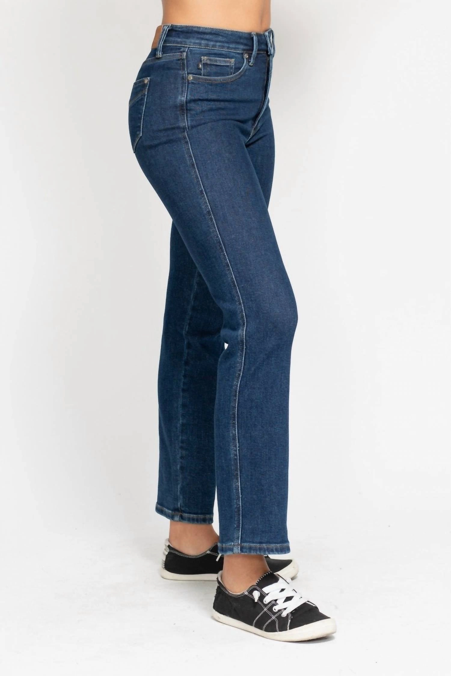 High-Rise Tummy Control Straight Jeans In Blue