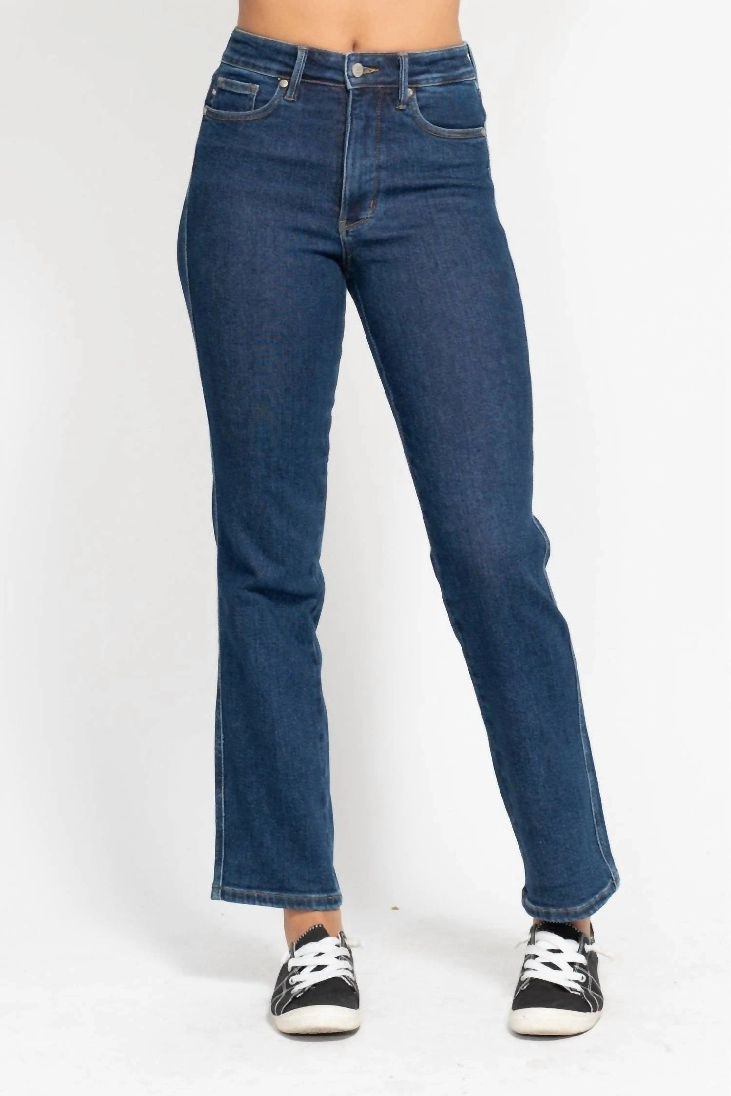 High-Rise Tummy Control Straight Jeans In Blue