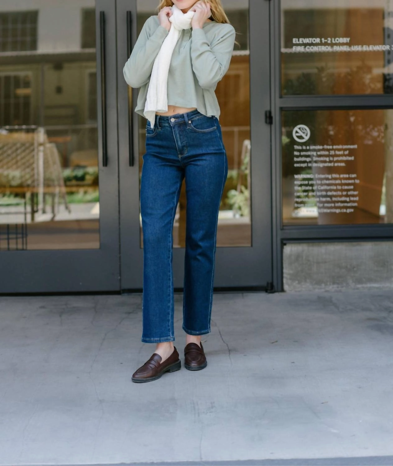 High-Rise Tummy Control Straight Jeans In Blue