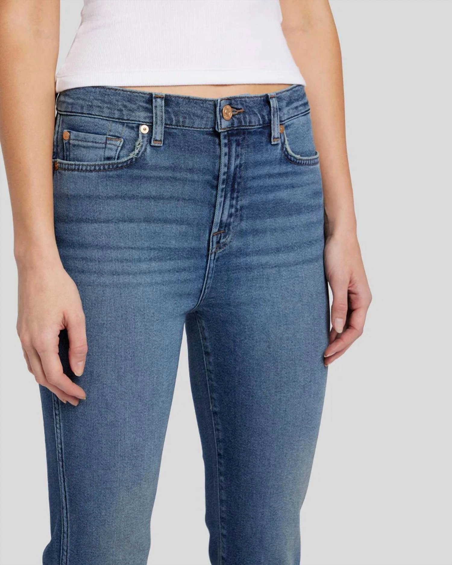 High Waist Slim Kick Jeans In Sea Level