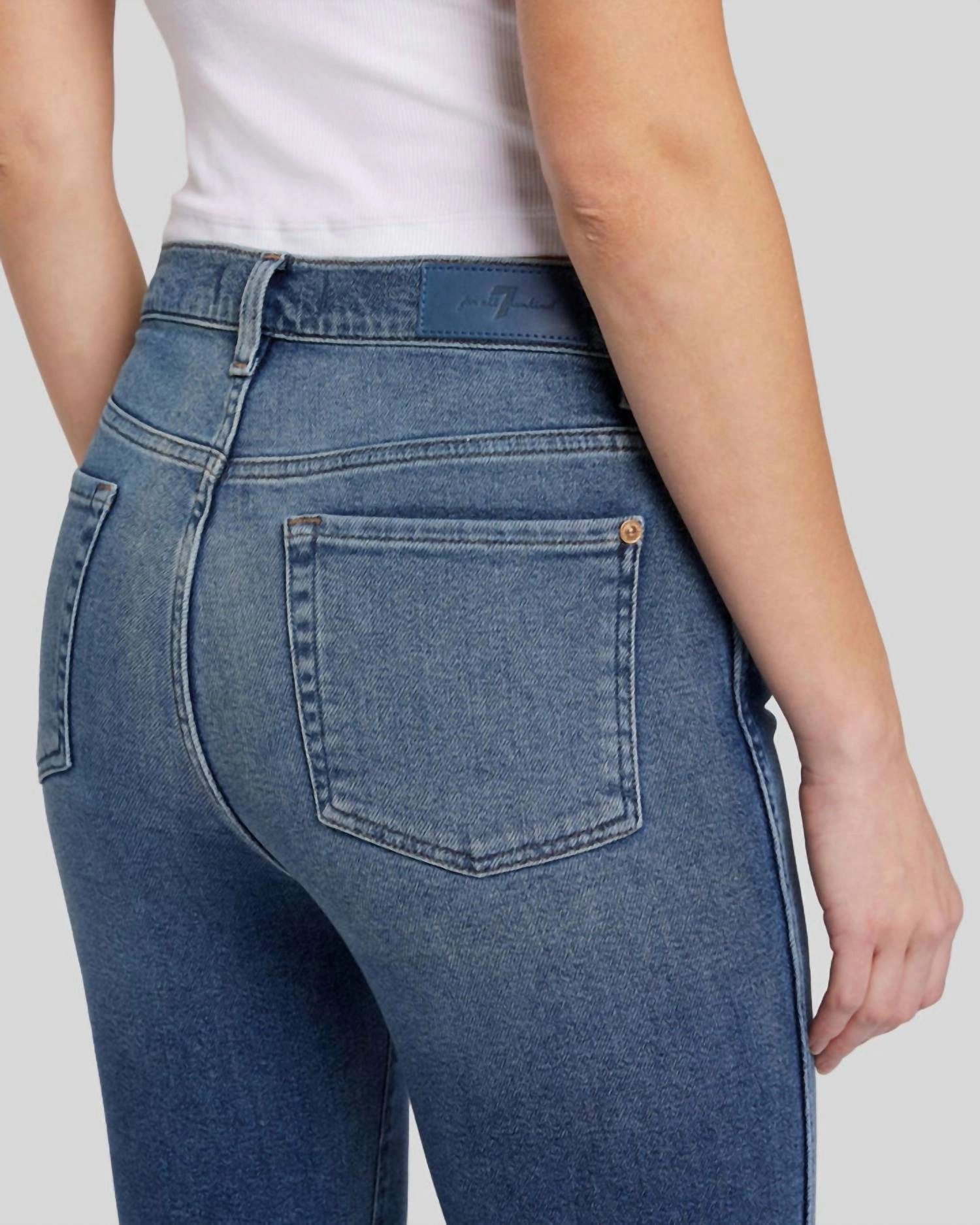 High Waist Slim Kick Jeans In Sea Level