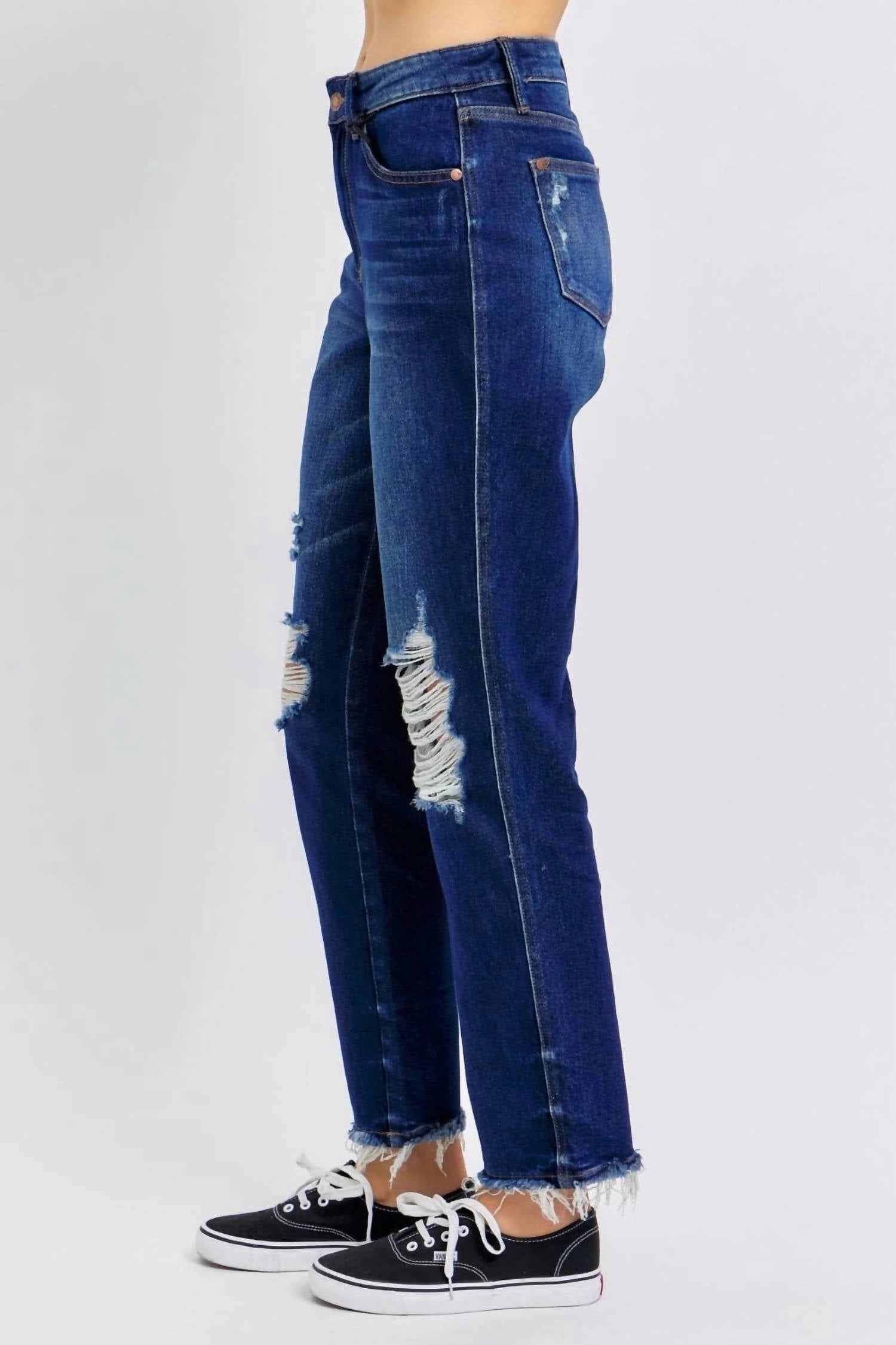 High Waist Straight Jeans In Dark