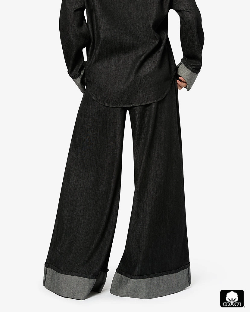 High Waisted Pleated Super Wide Leg Pant