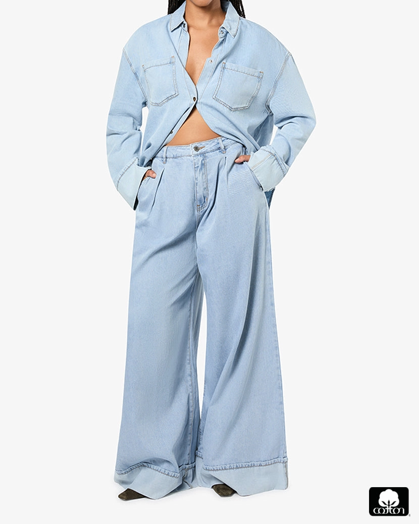 High Waisted Pleated Super Wide Leg Pant