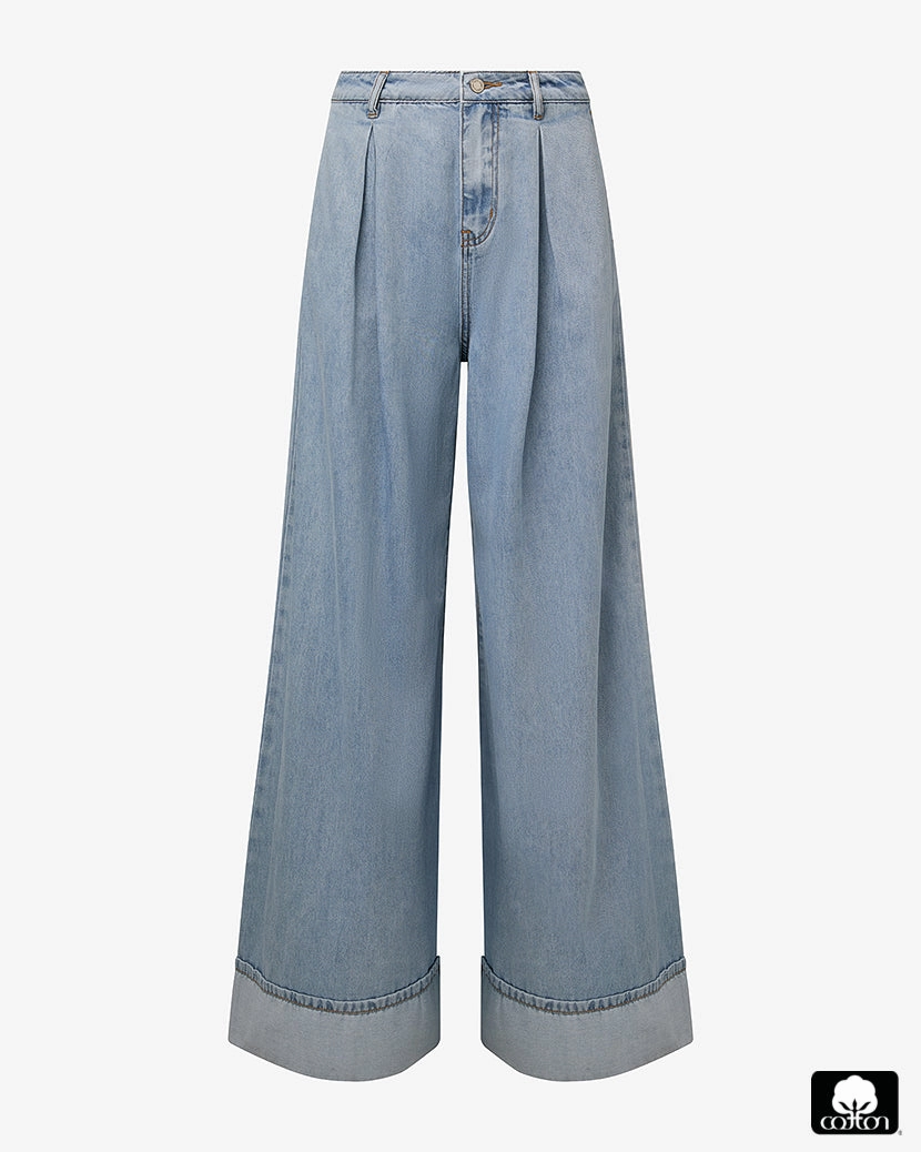 High Waisted Pleated Super Wide Leg Pant