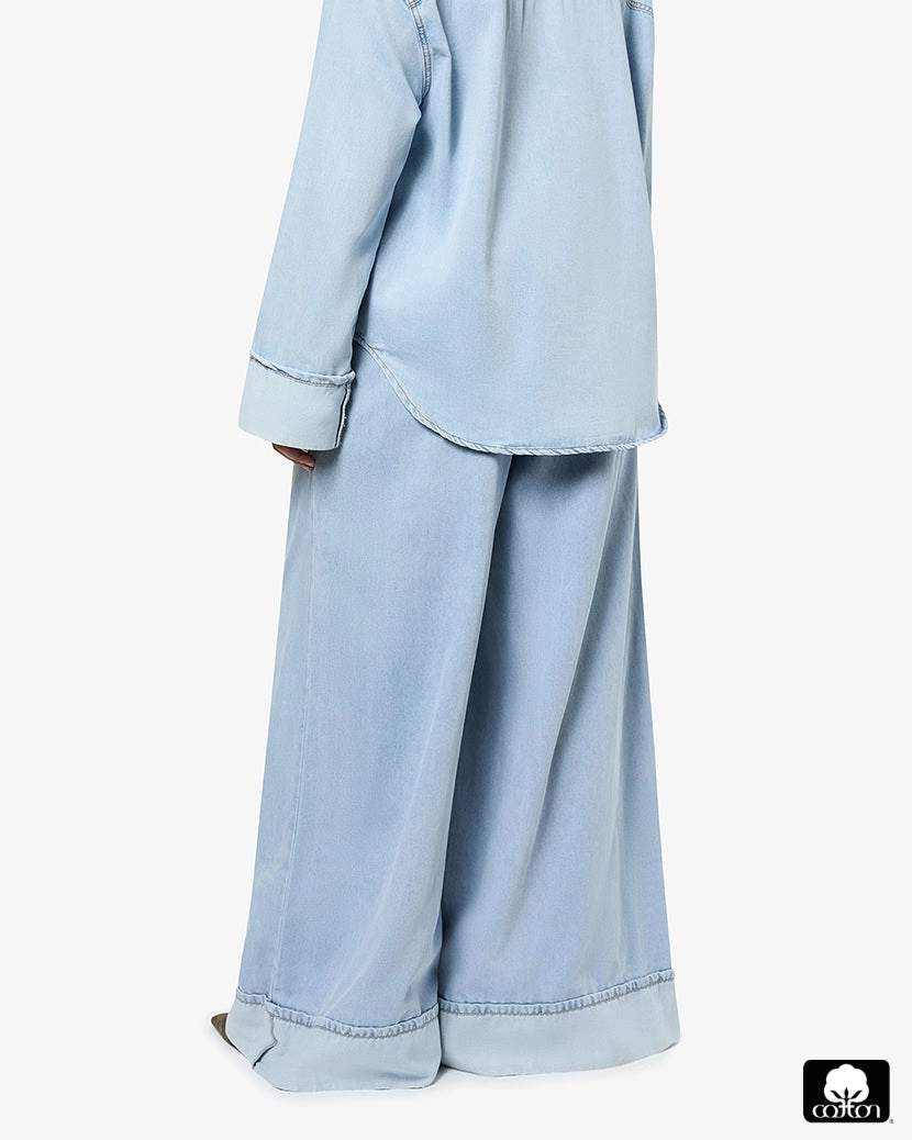 High Waisted Pleated Super Wide Leg Pant