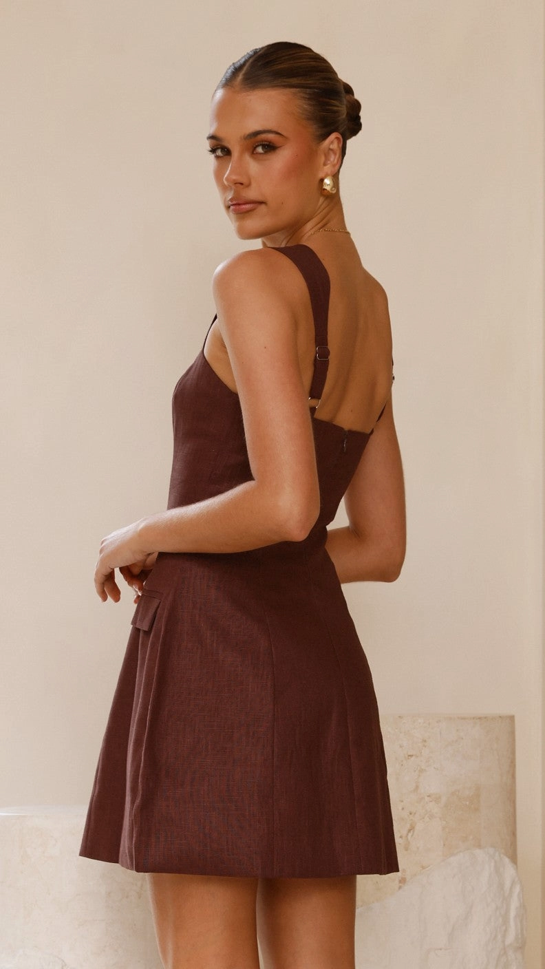 Hilarie Mini Dress - Brown