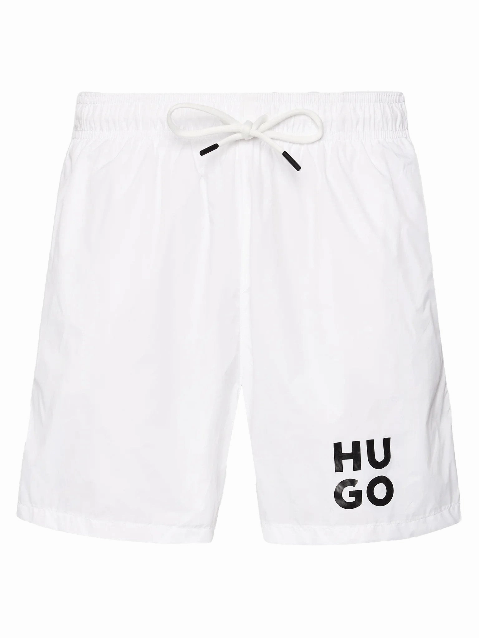 Hugo Men's Paol Suare Logo Swim Trunks, White