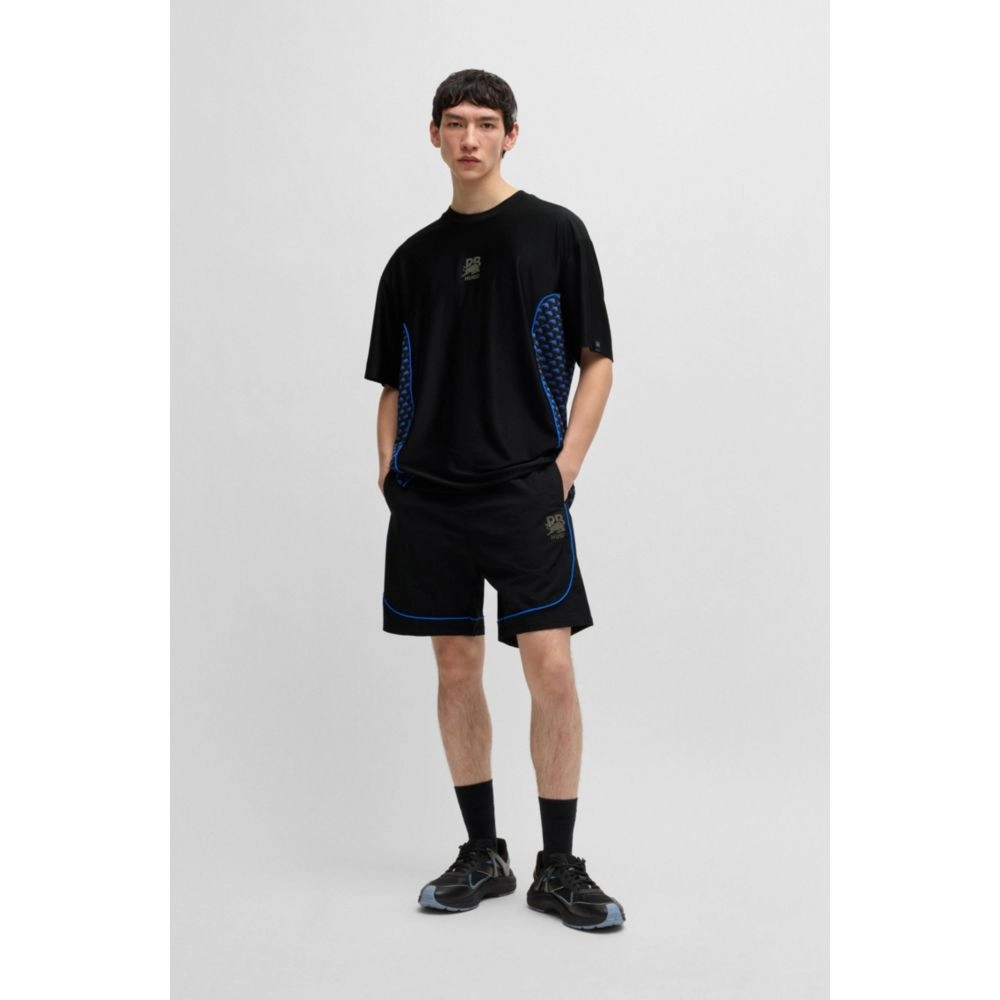 HUGO x RB drawstring shorts with piping details