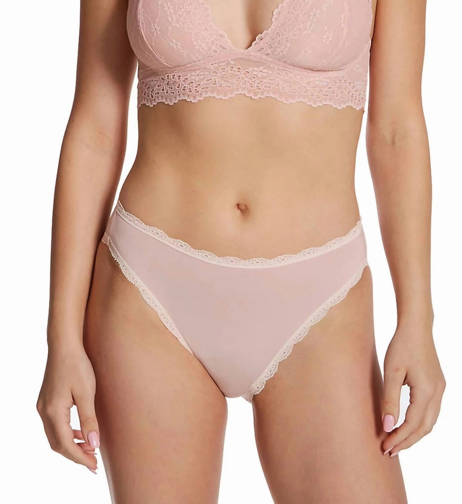 Inspired Eyelet Hi-Leg Brief Panty In Rose Smoke
