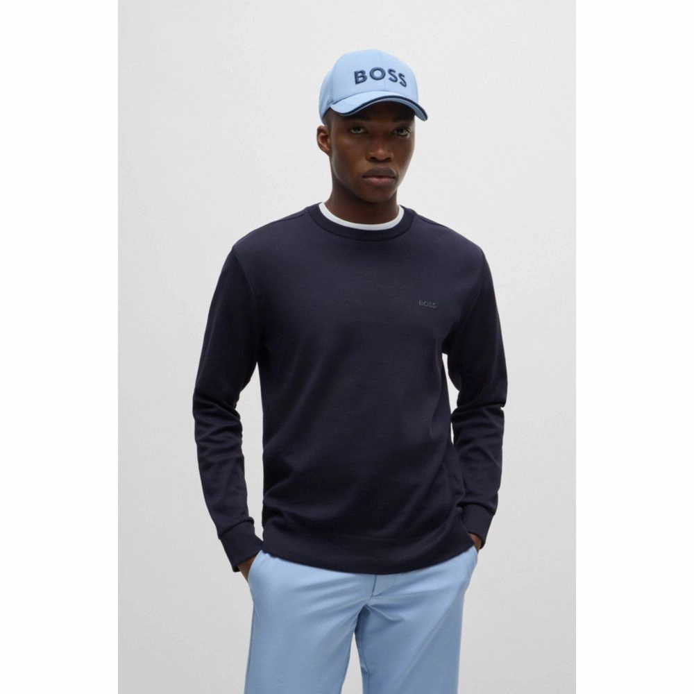 Interlock-cotton sweatshirt with logo detail and crew neckline