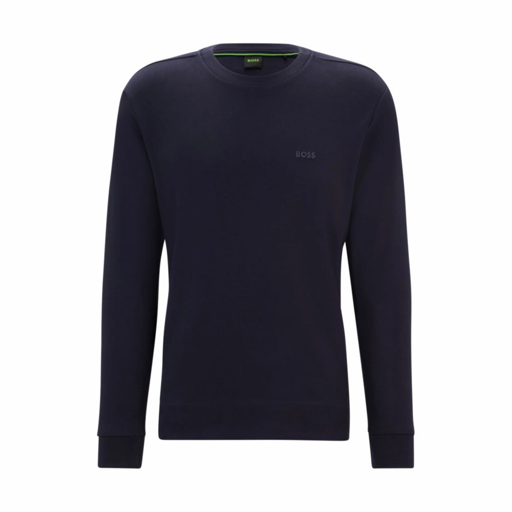 Interlock-cotton sweatshirt with logo detail and crew neckline