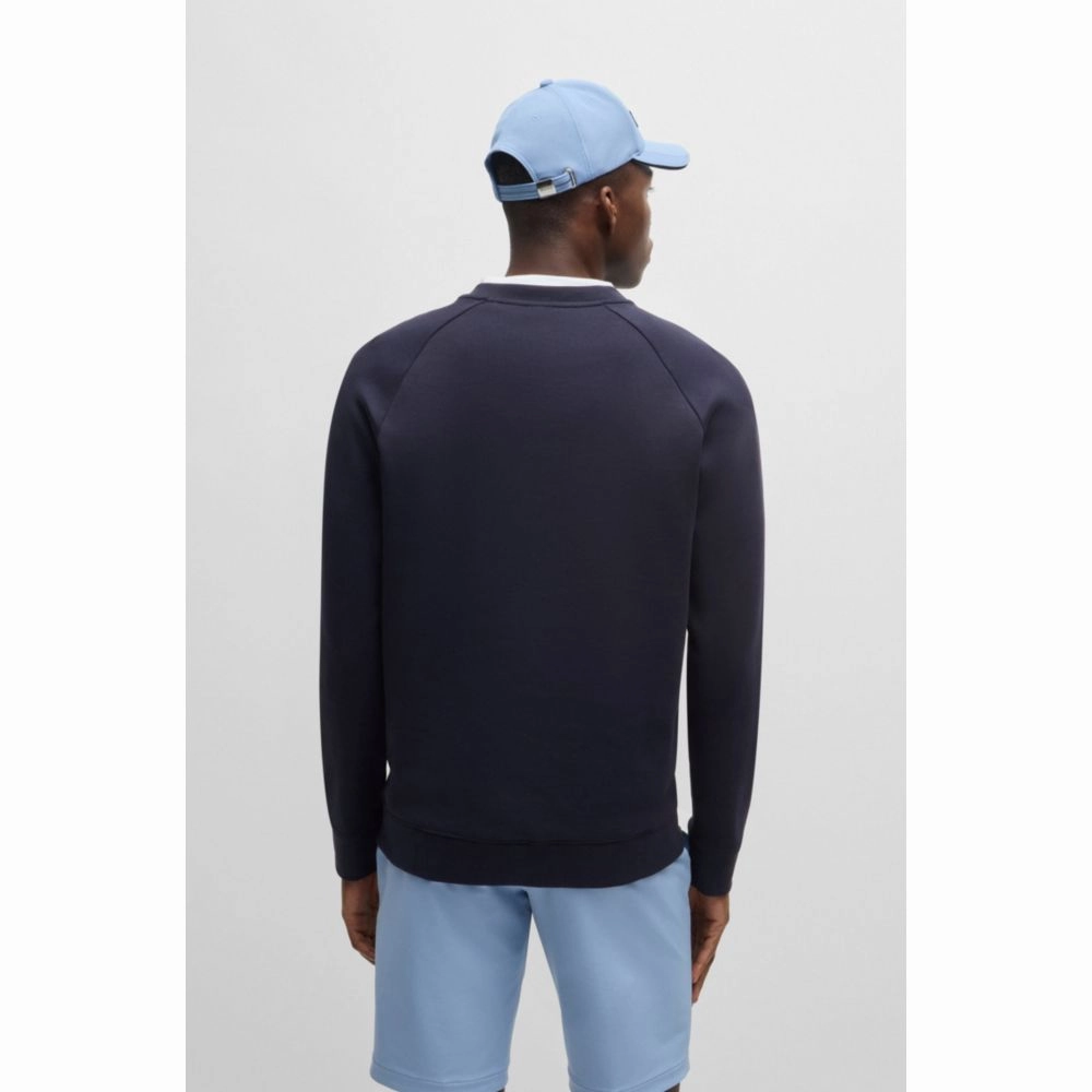 Interlock-cotton sweatshirt with logo detail and crew neckline