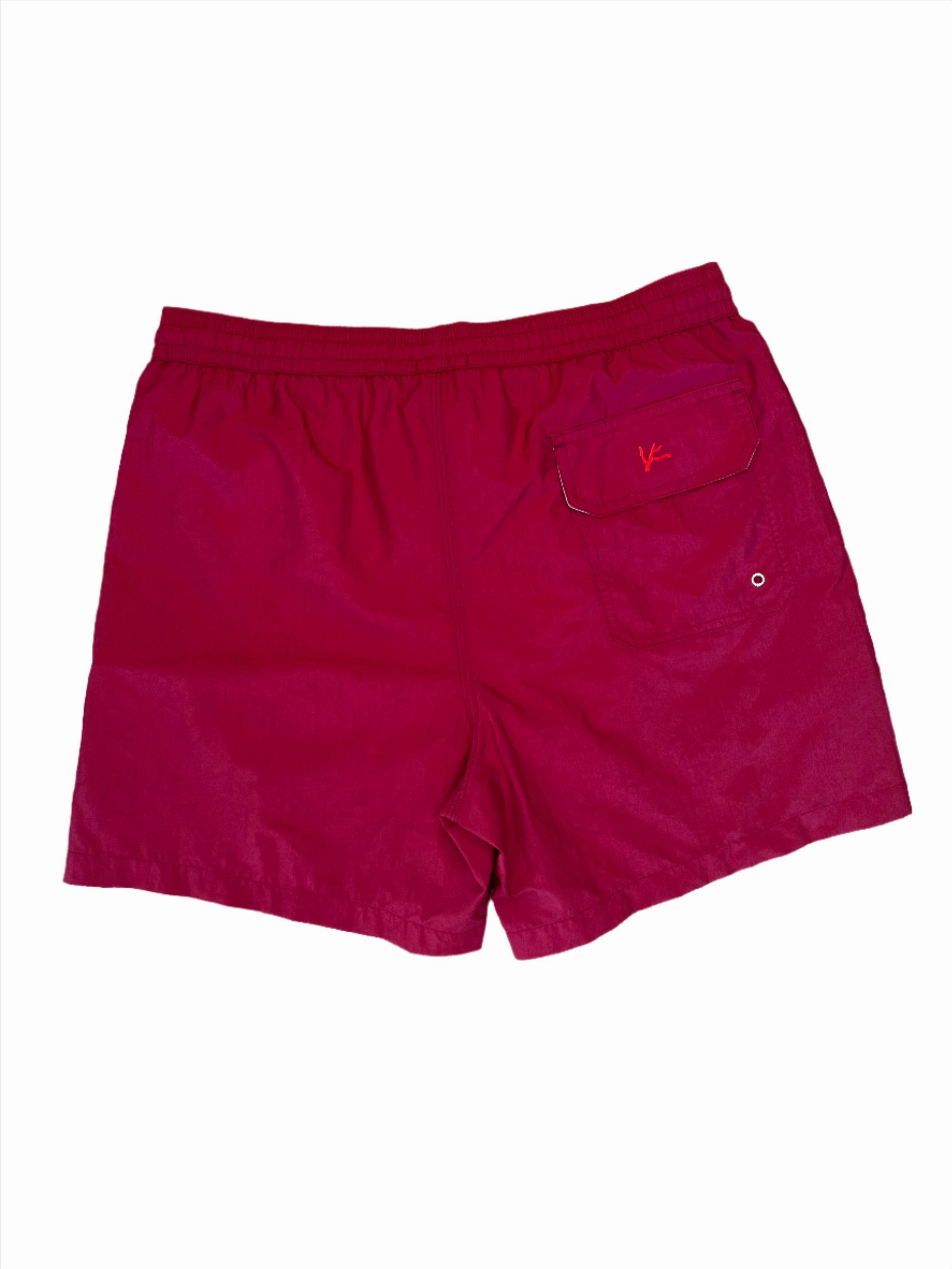 Isaia New Mens Solid Red Swim Trunk