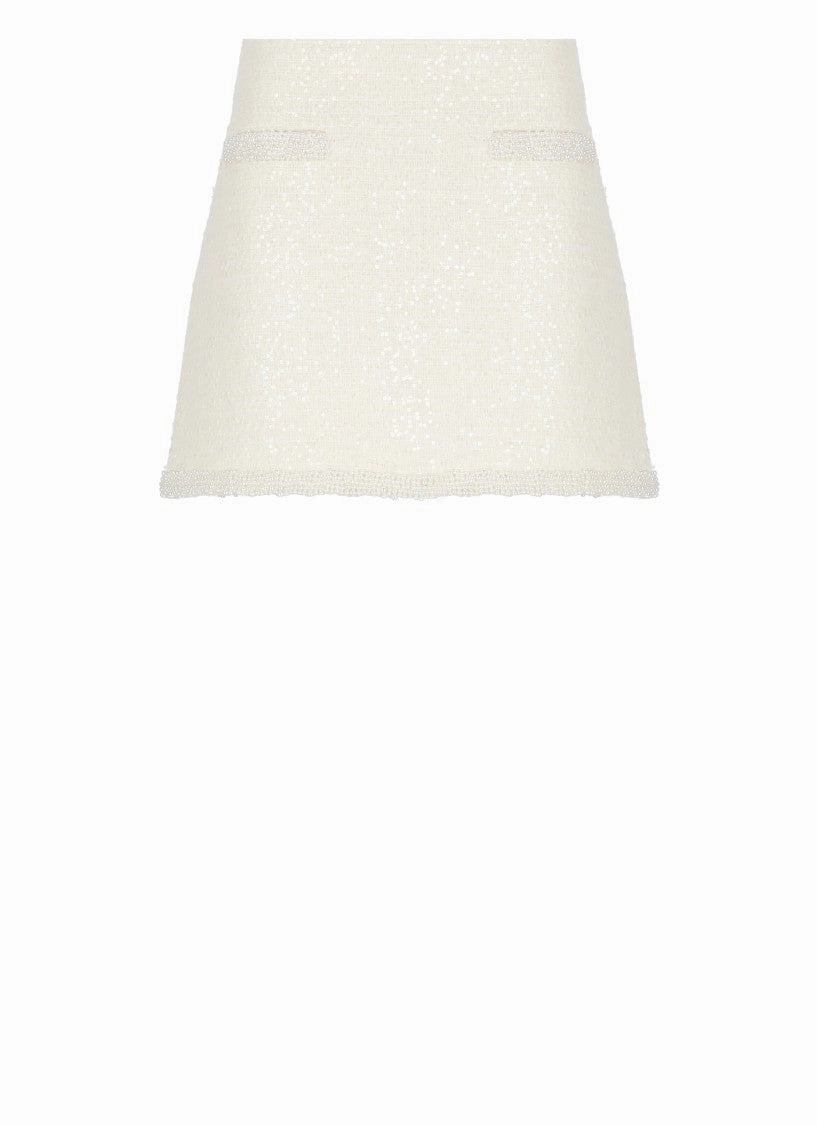 Ivory Boucle Pearl Skirt