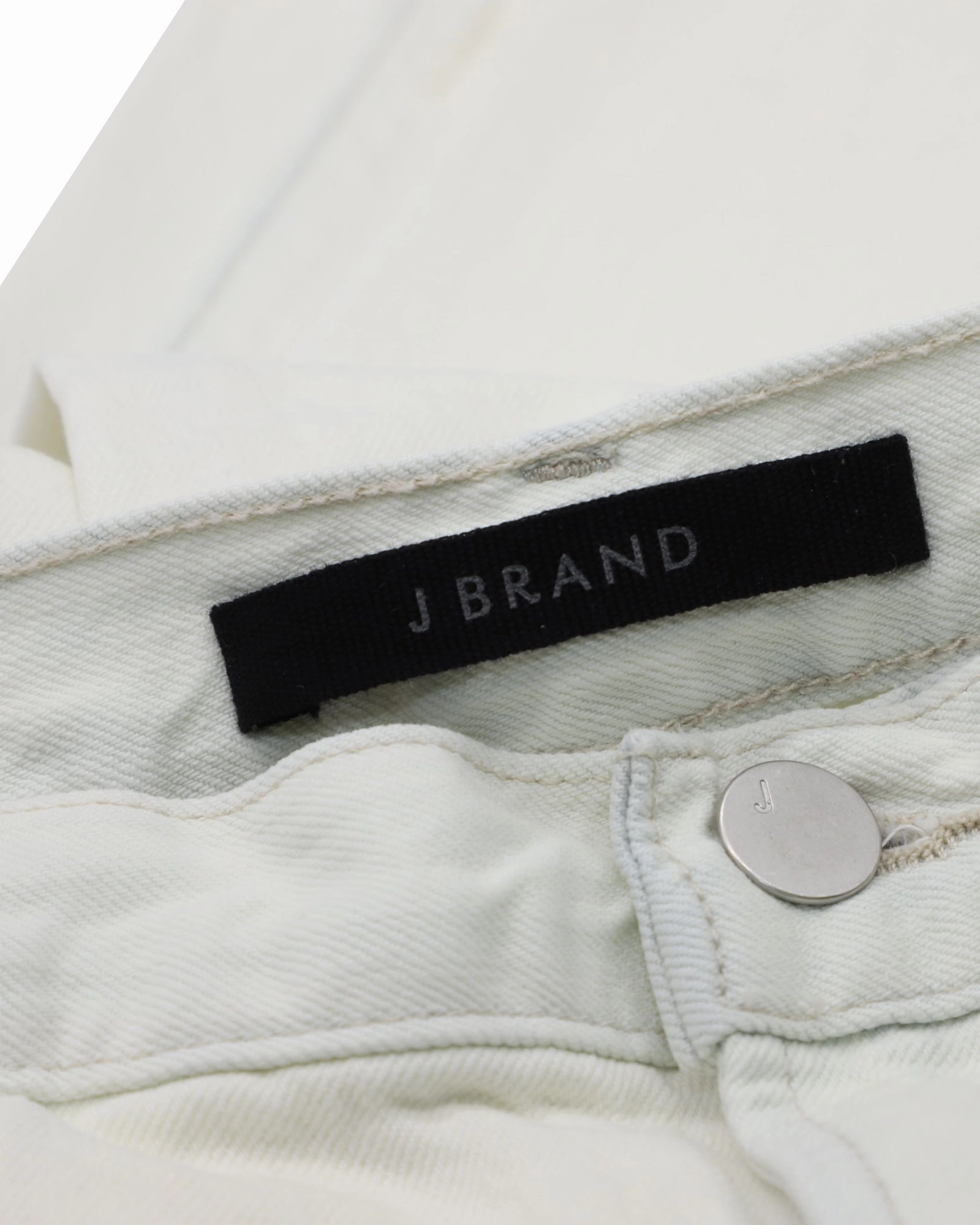 J Brand Pleated Peg Jeans in White Cotton