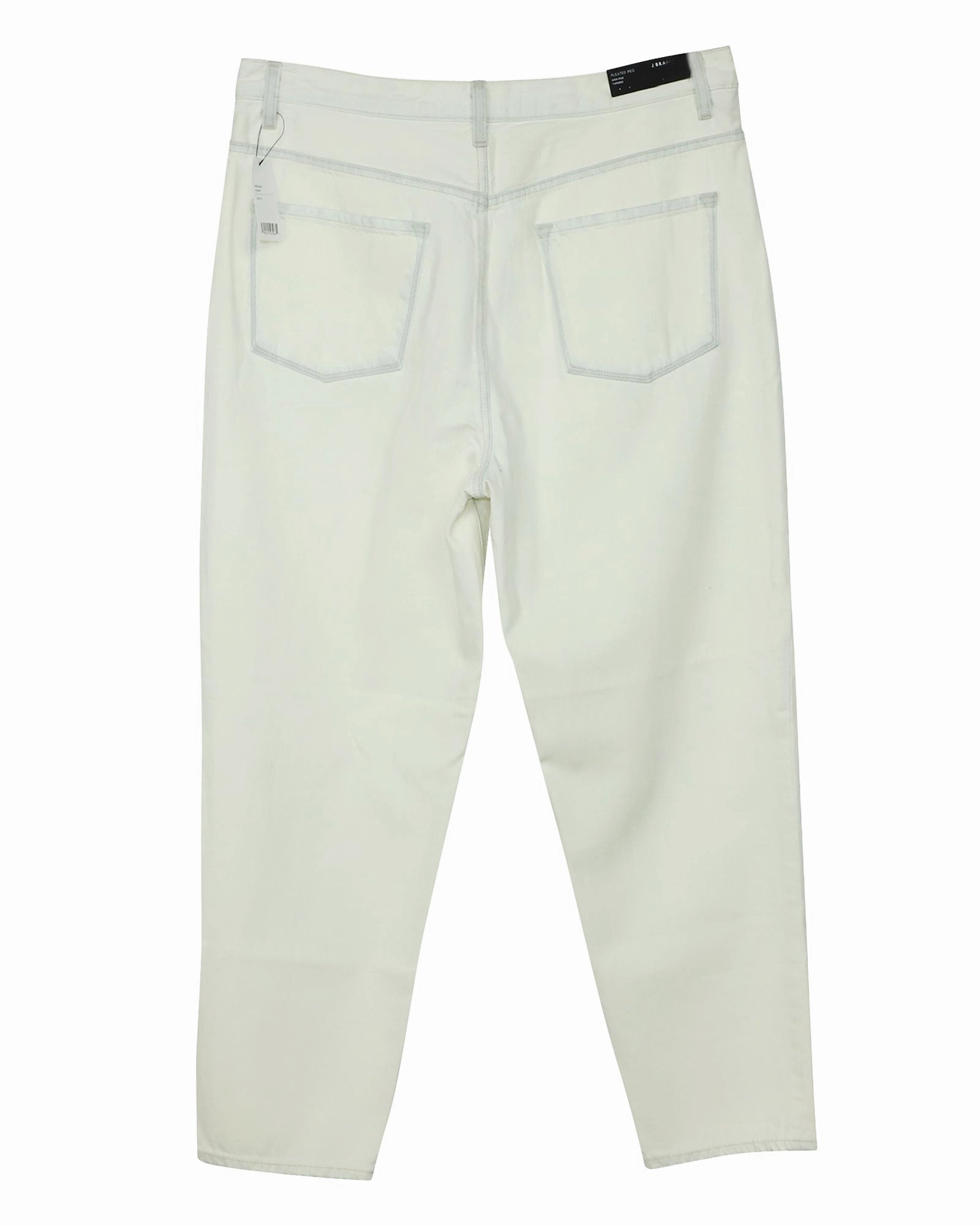 J Brand Pleated Peg Jeans in White Cotton