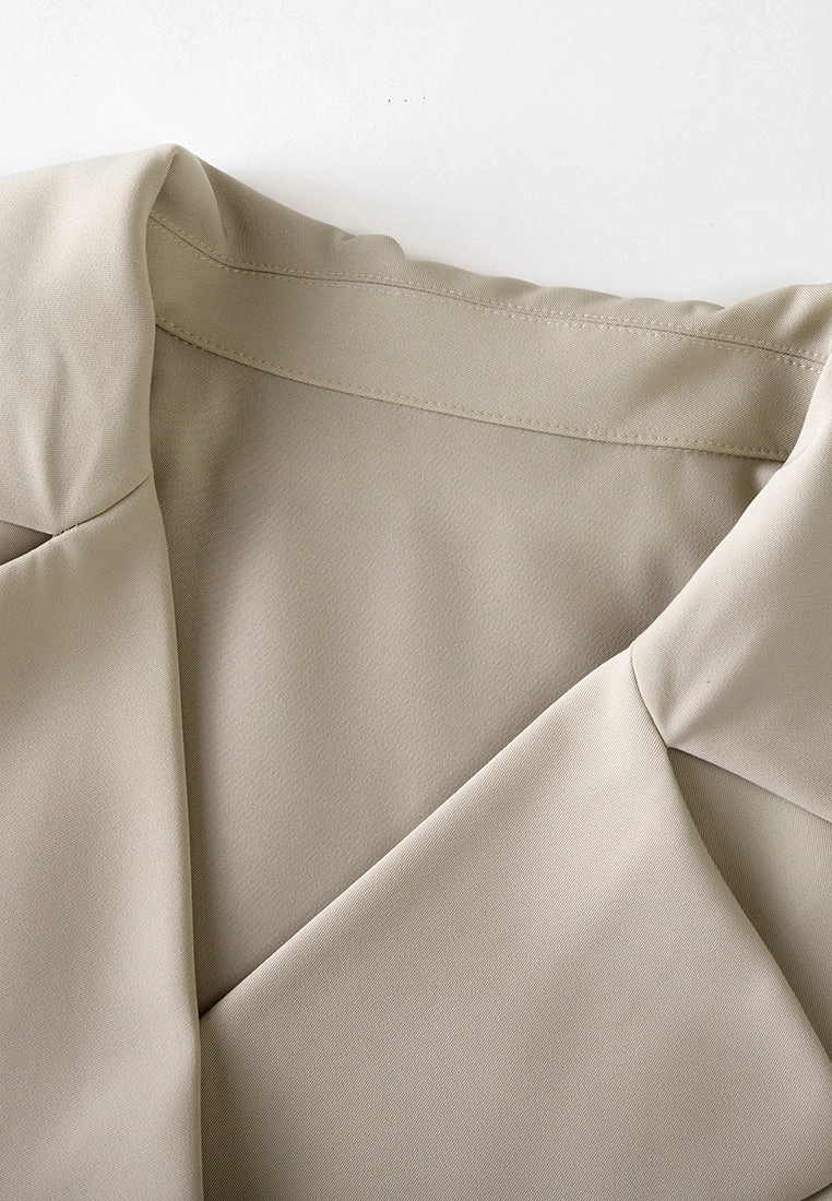 Jacket-detail Pleat-panelled Belted Dress