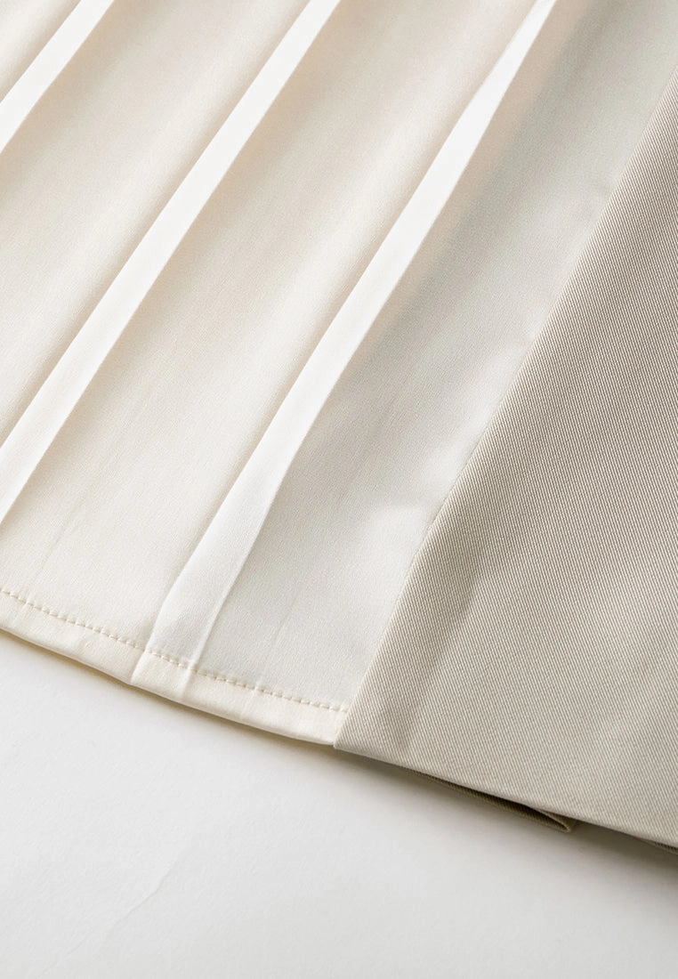 Jacket-detail Pleat-panelled Belted Dress