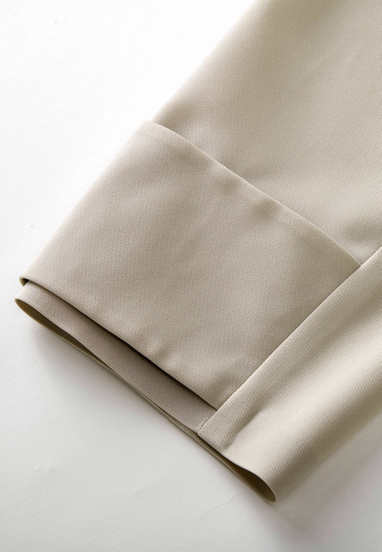 Jacket-detail Pleat-panelled Belted Dress