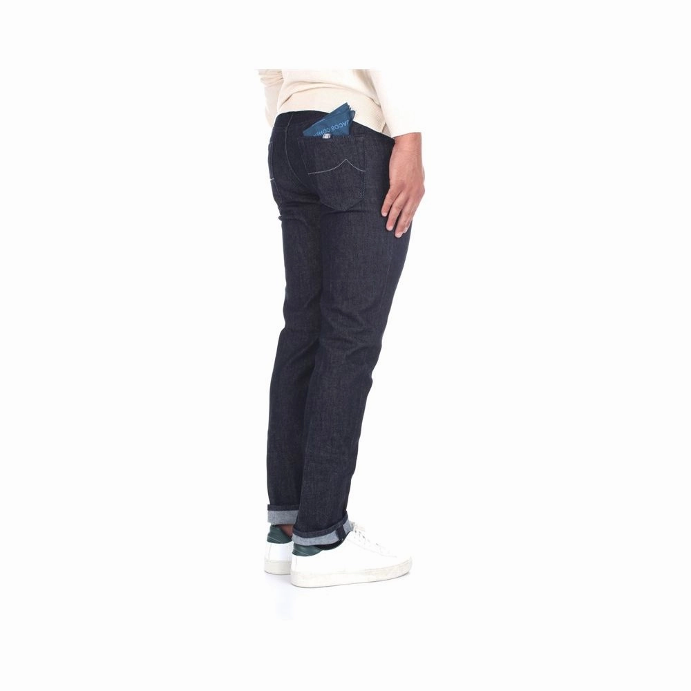 Jacob Cohen Sleek Slim Fit Designer Jeans with Leather Men's Detail