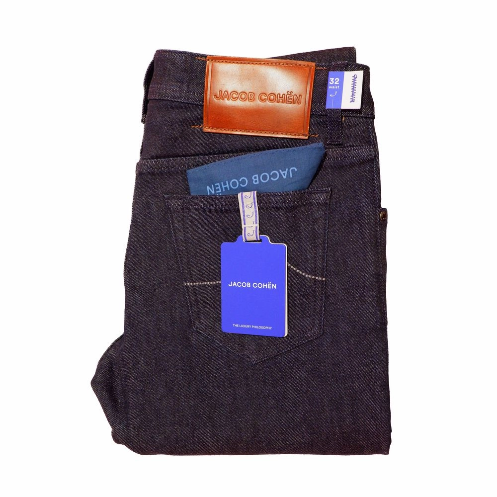 Jacob Cohen Sleek Slim Fit Designer Jeans with Leather Men's Detail