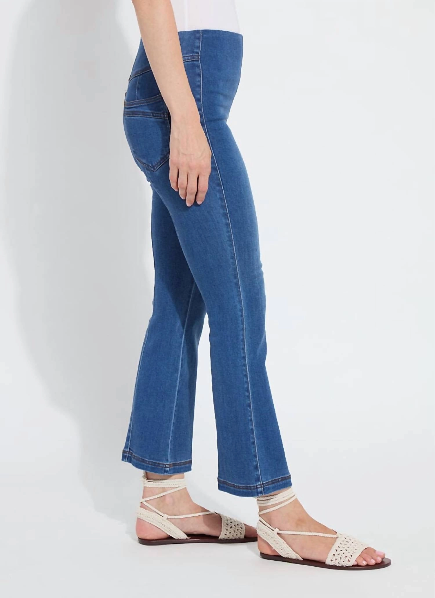 Jade Stretch Tencel Denim Flare In Mid Wash